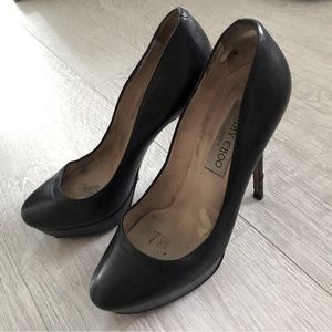 Jimmy Choo Black Leather Cosmic Platform Pumps
